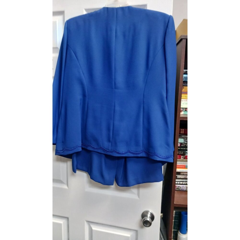 R & M Richards by Karen Kwong Outfit Skirt Jacket Size 20WP Blue 100% Polyester - Picture 2 of 9